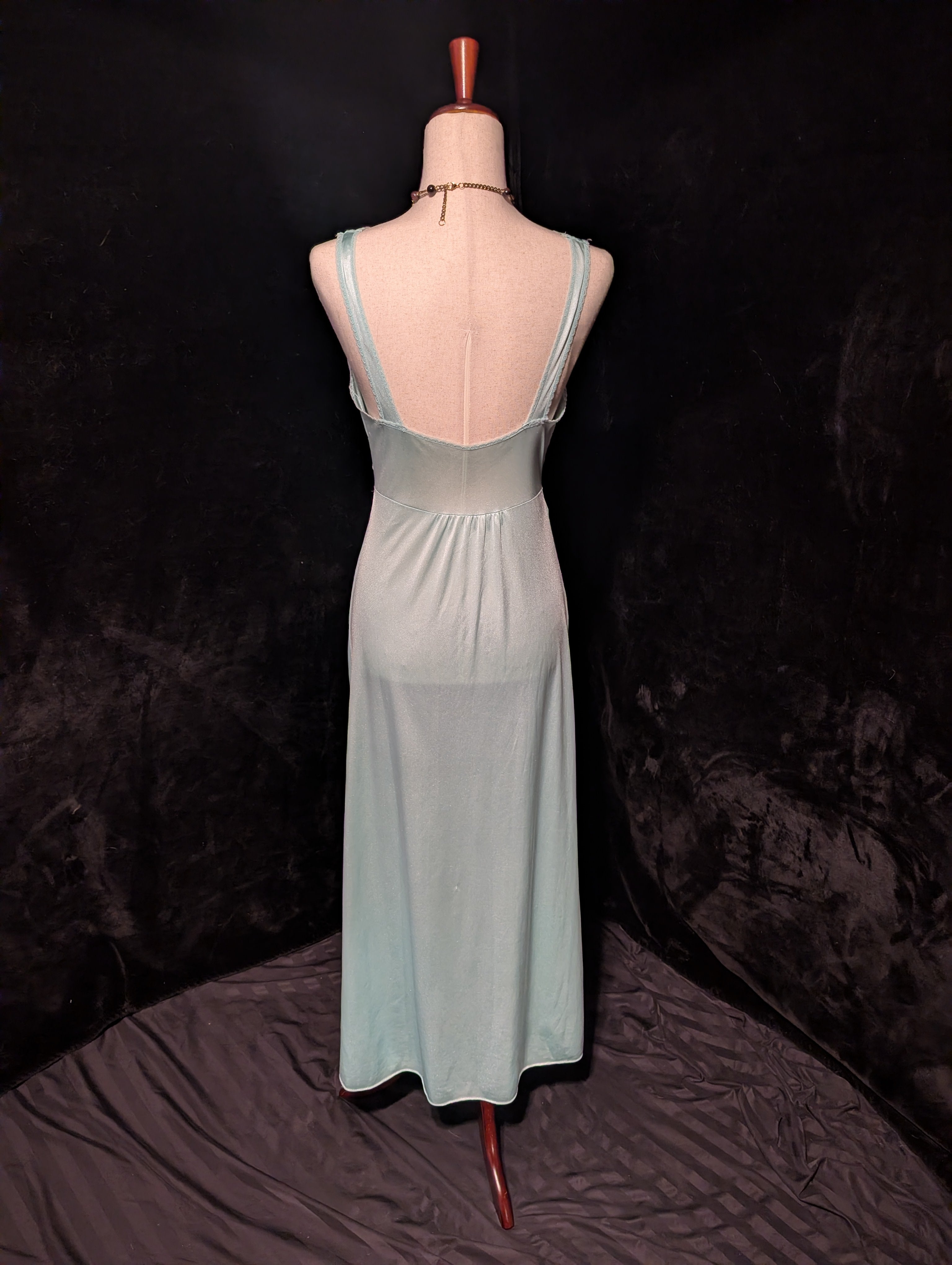 Vintage Sea Glass Nylon Lace Nightgown