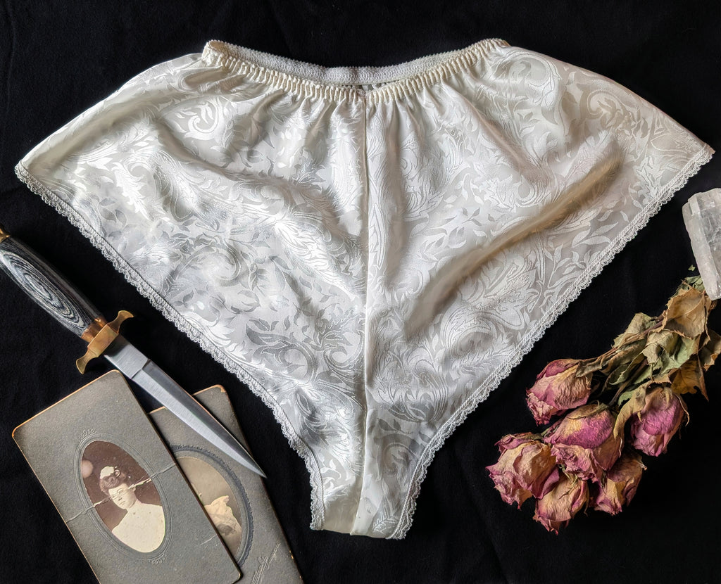 1970's PJ Mini Shorts with Woven Damask Pattern