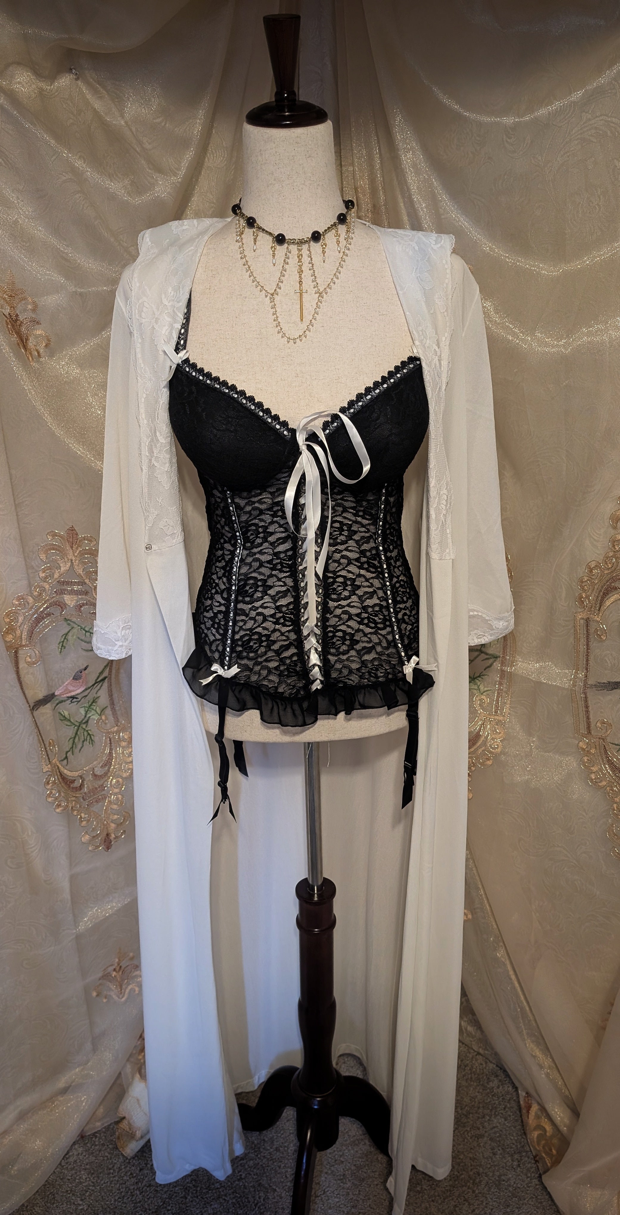 Modern Black & White Lace Corset