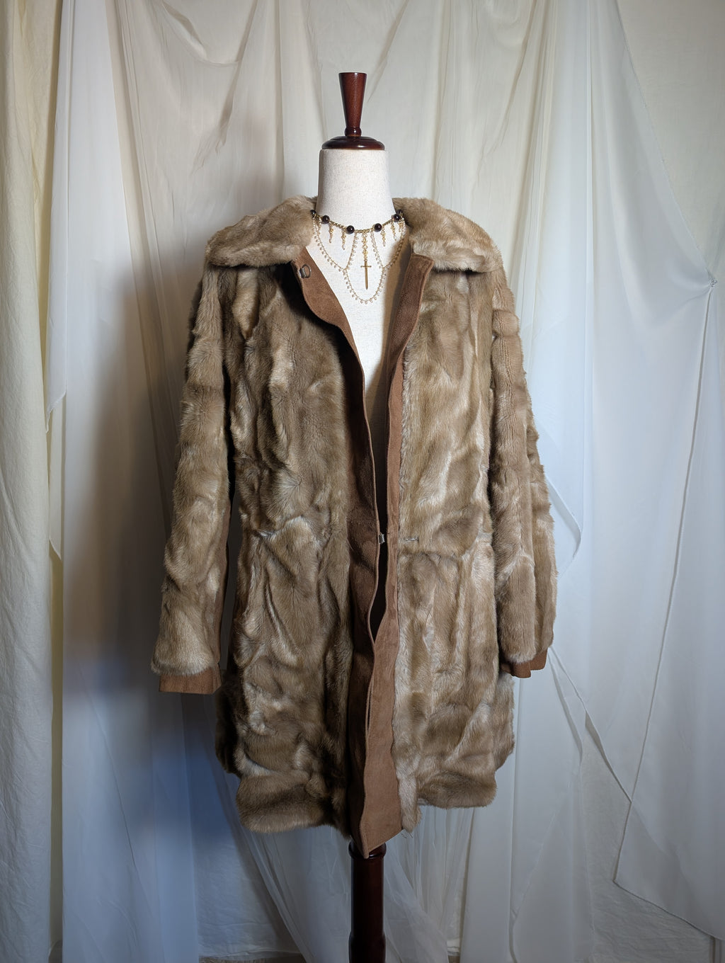 1950s "Beast Hide" Genuine Leather Faux Fur Coat