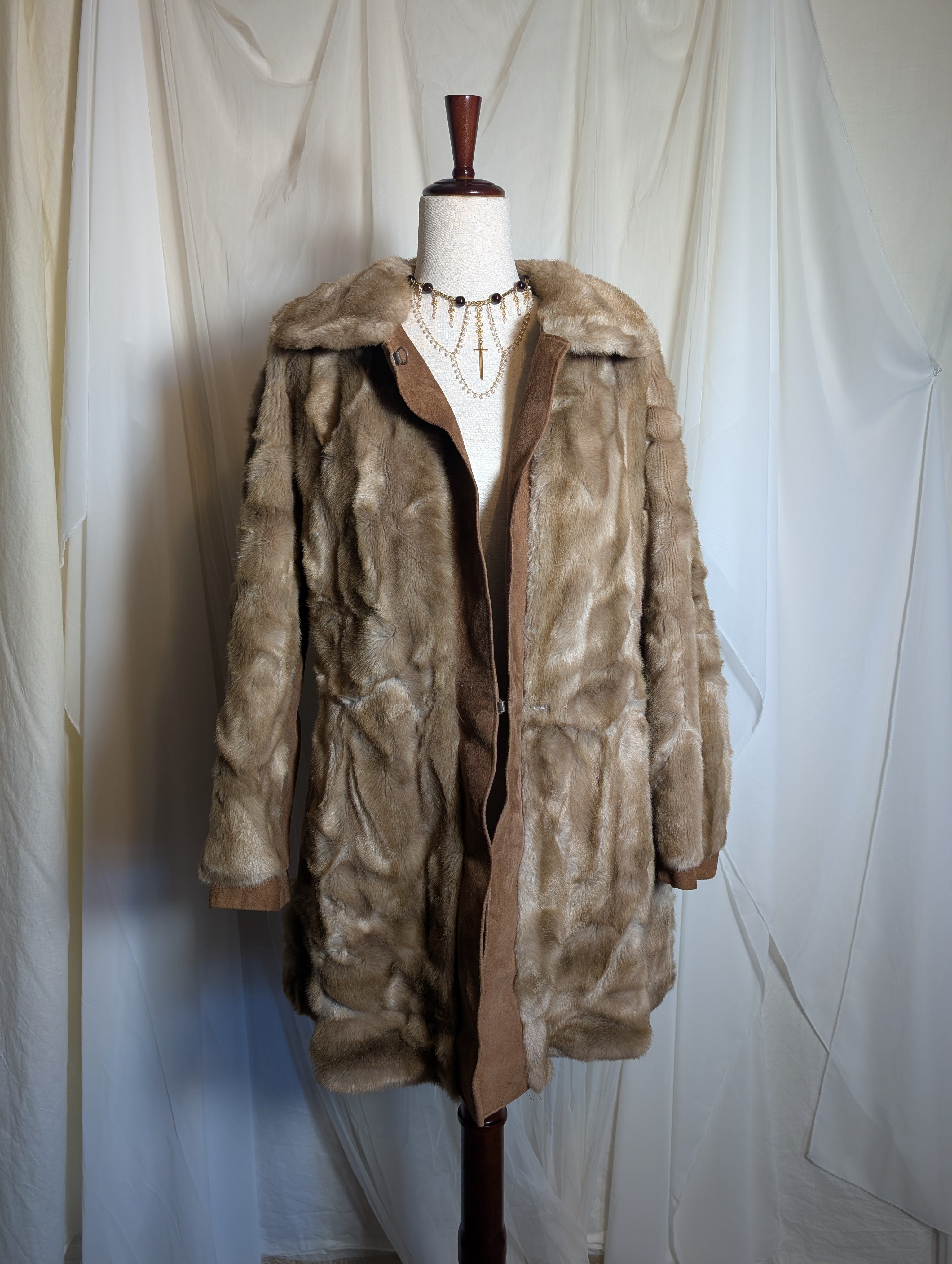 1950s "Beast Hide" Genuine Leather Faux Fur Coat