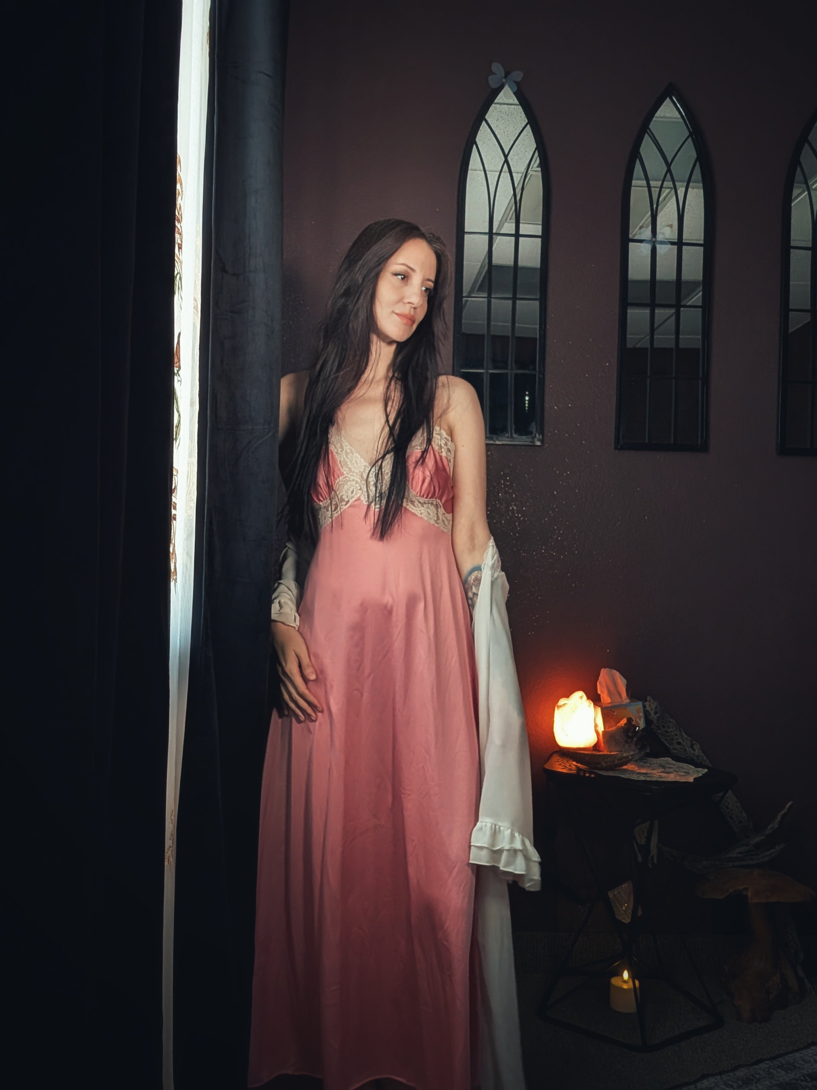 1980s Pink Lace Nightgown