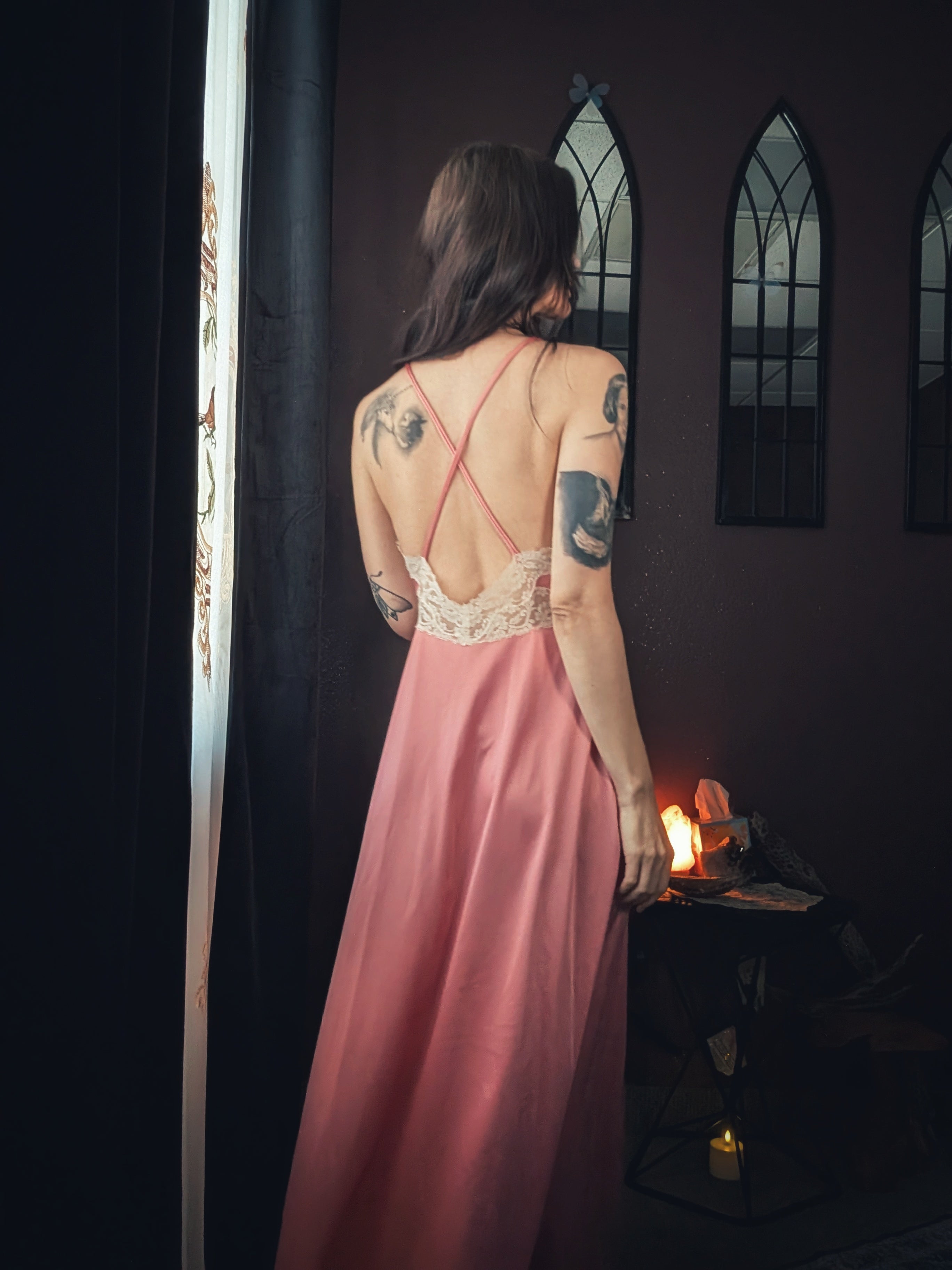 1980s Pink Lace Nightgown
