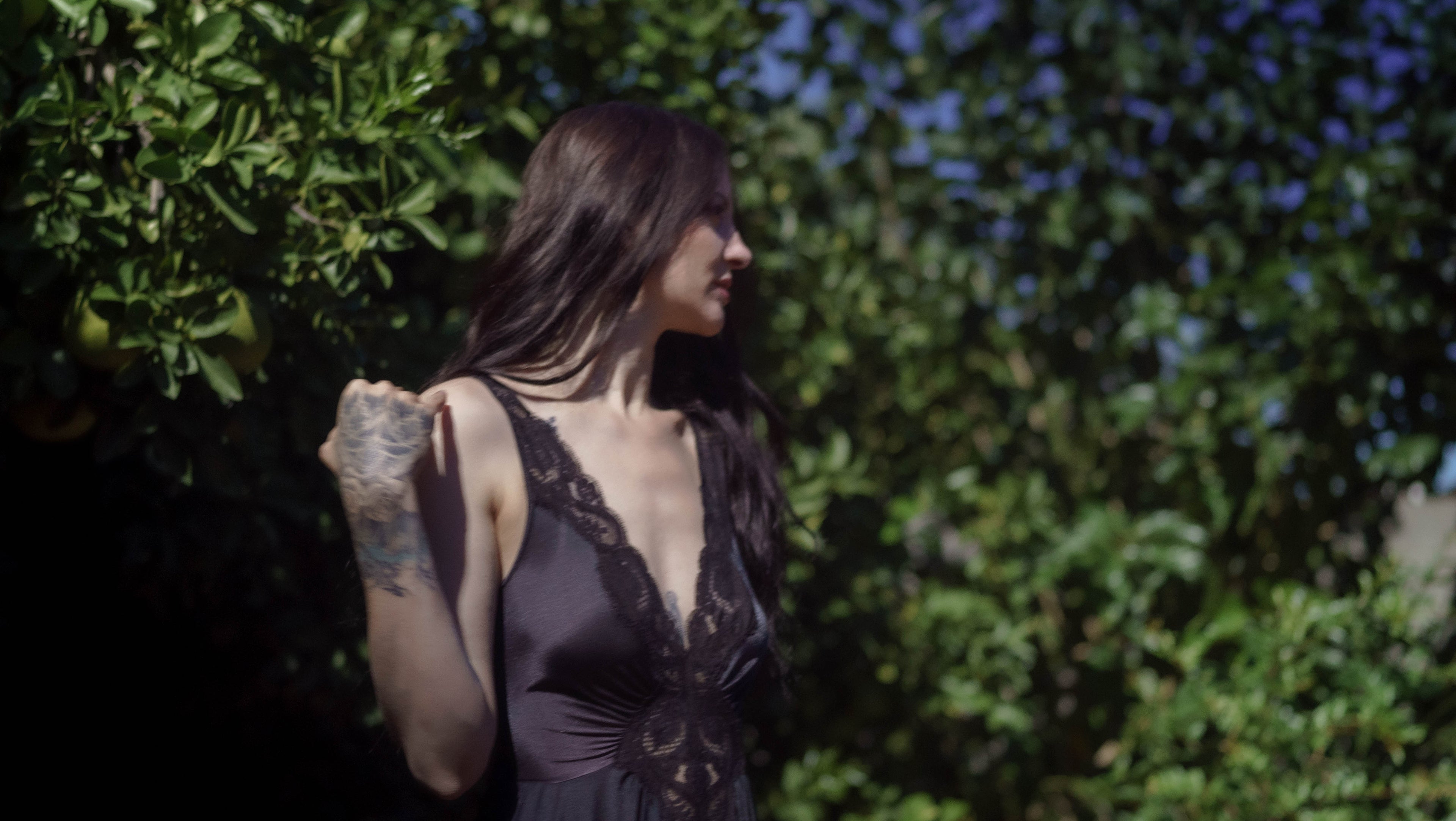 1980's Black Olga Lace Nightgown