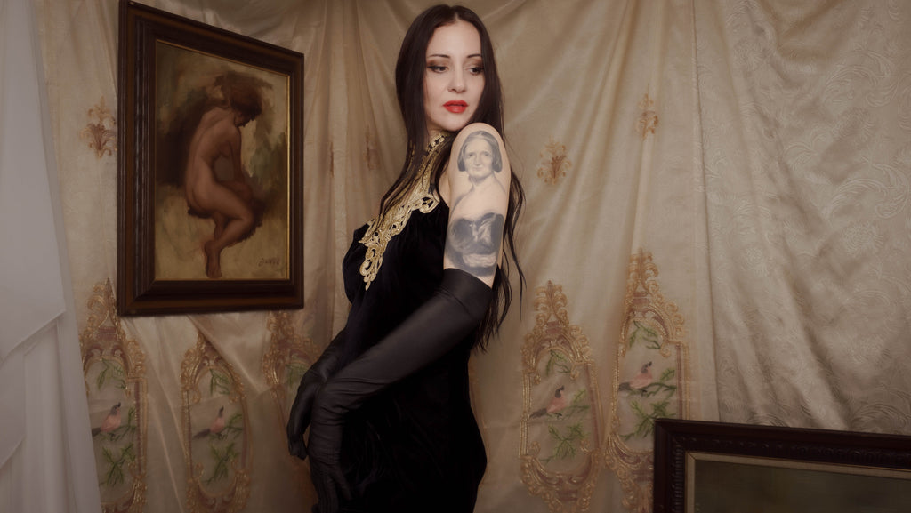 1990's Vintage Jessica McClintok Velvet Vampire Dress