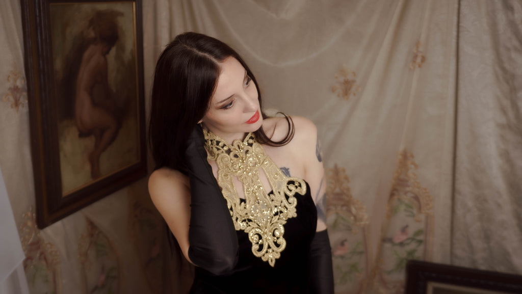 1990's Vintage Jessica McClintok Velvet Vampire Dress