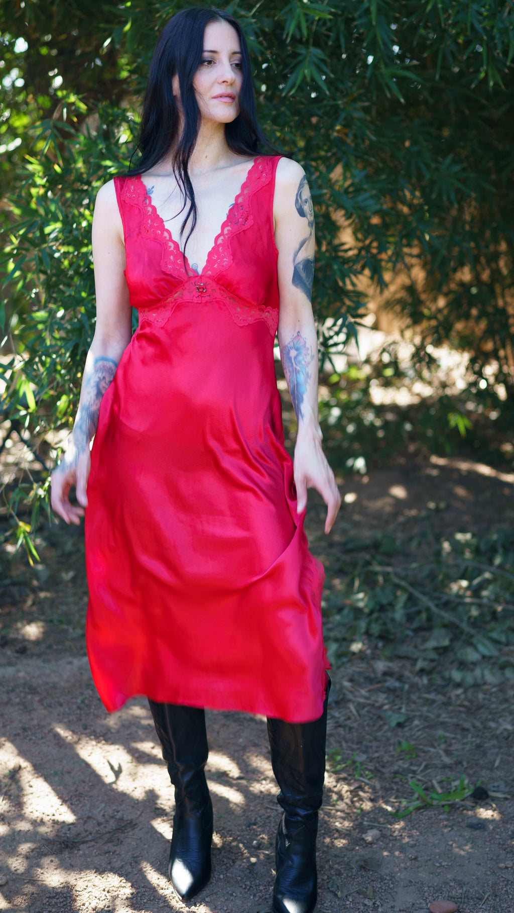 1990's Rose Lace Midi Length Nightgown