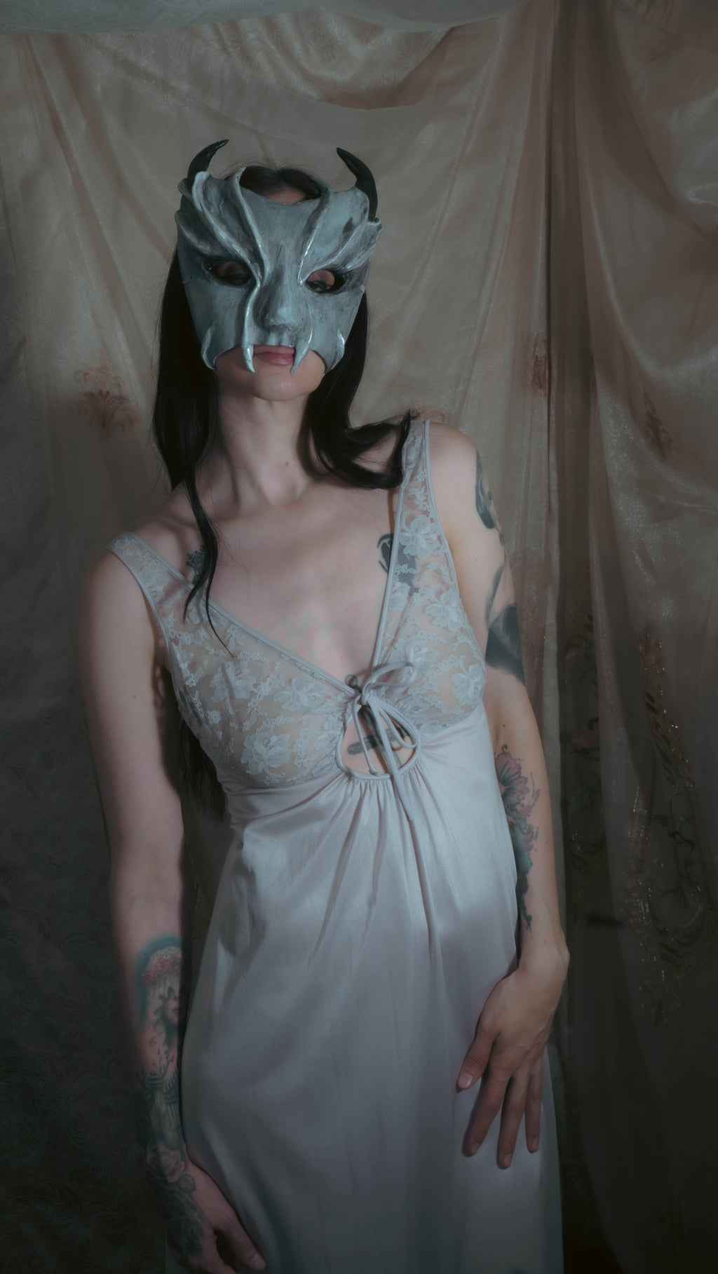 Apparition Grey Keyhole Lace Nightgown