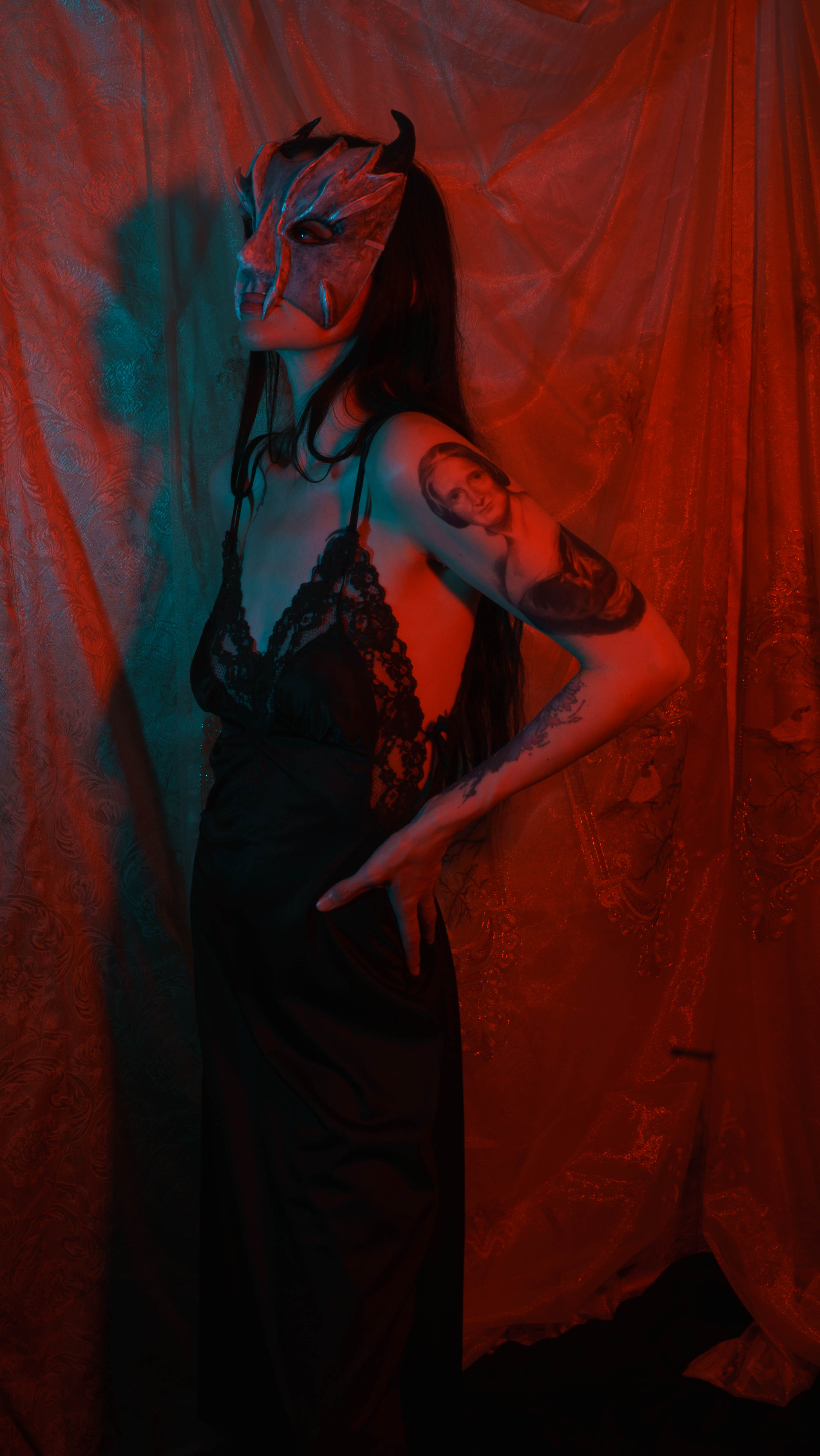 1970's Black Lace Maxi Nightgown