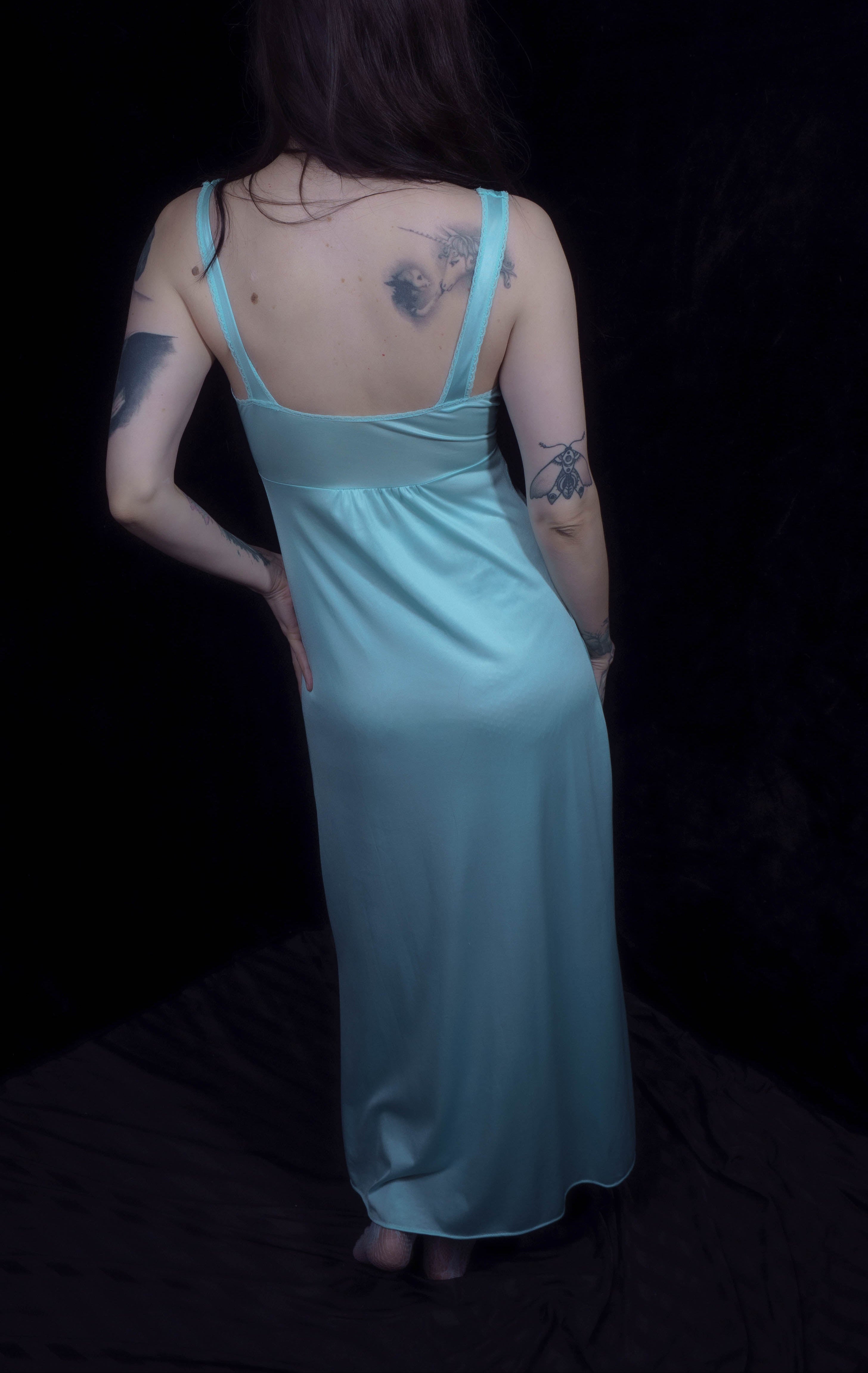 Vintage Sea Glass Nylon Lace Nightgown