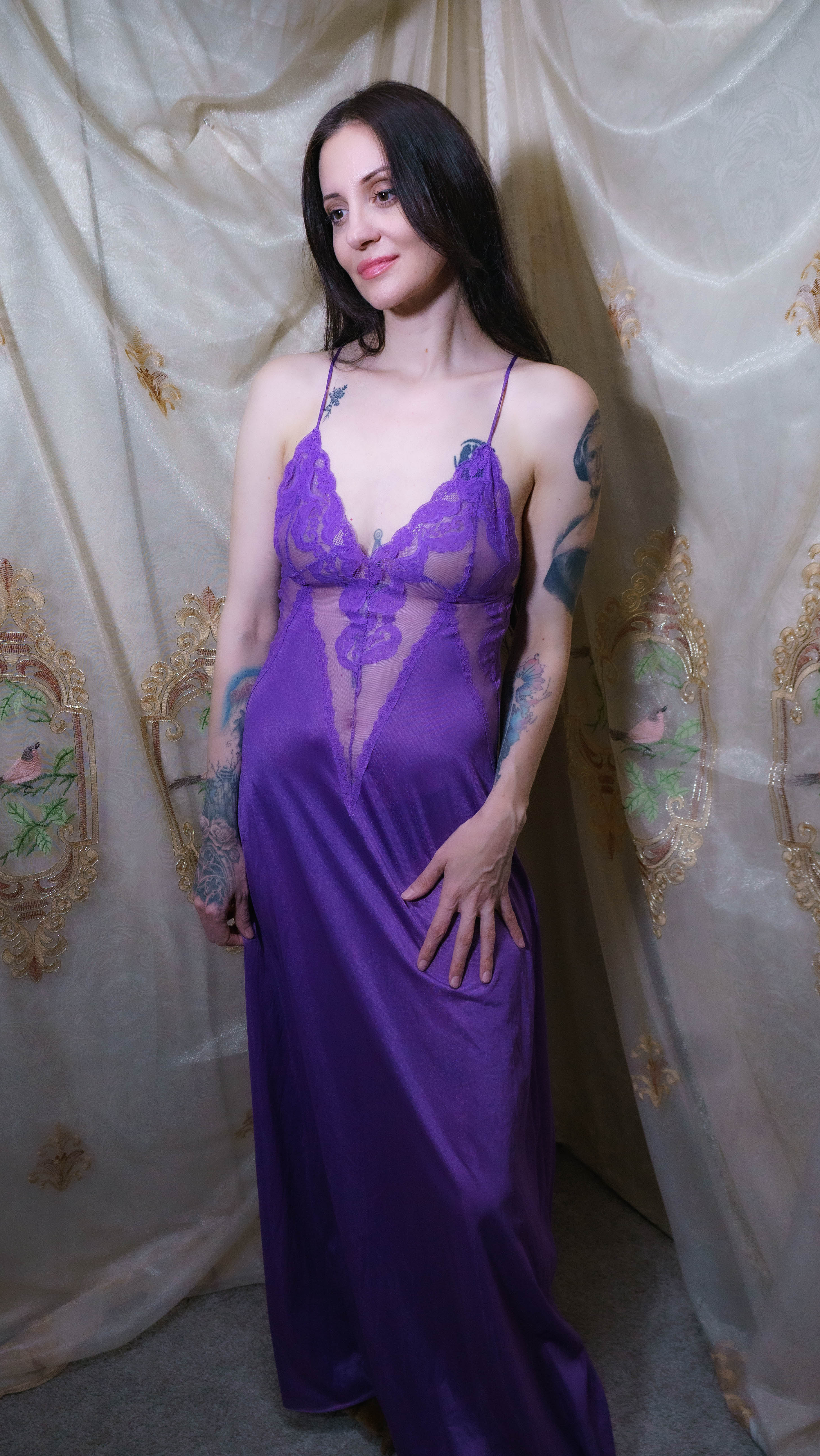 1970s Purple Maxi Length Nightgown by Flair Lingerie