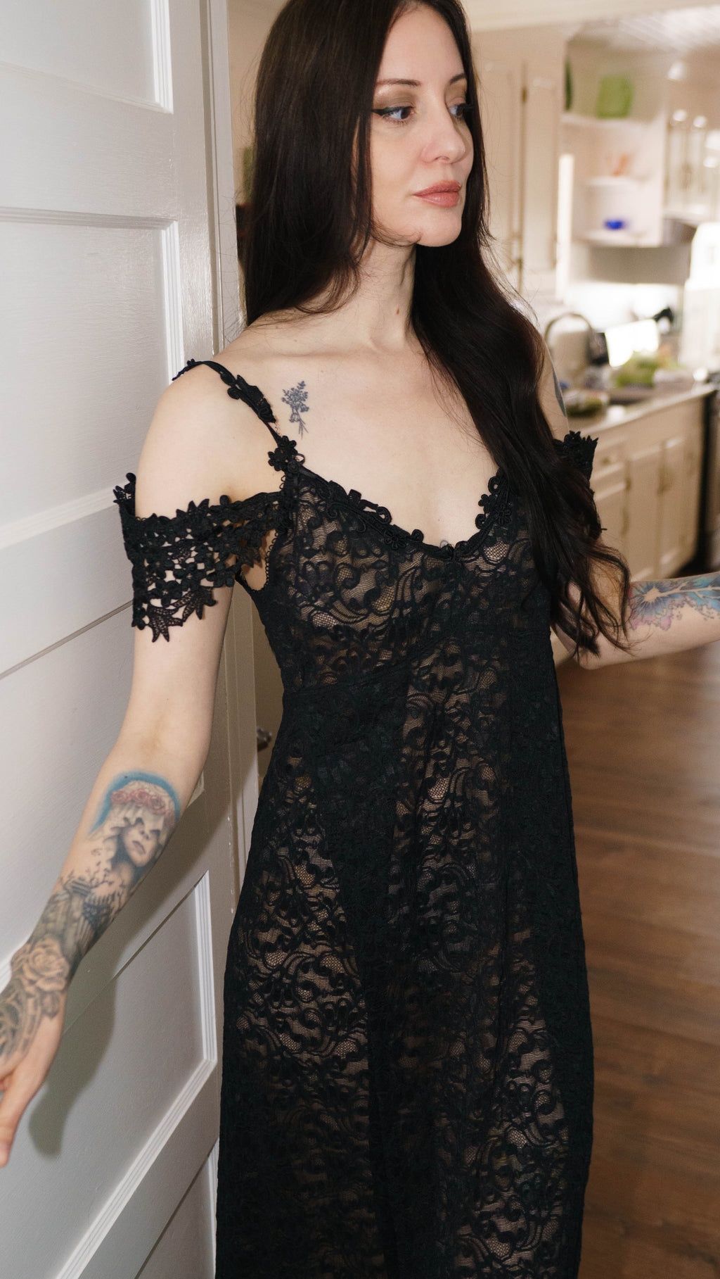 Y2K Black Fairycore Lace Slip by Claire Pettibone